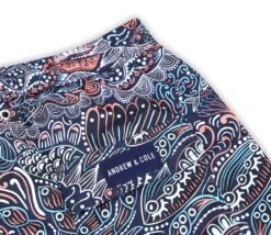 Men's Blue Paisley Pattern Print Swim Trunk Shorts -Swim Luxe Outfit andrew cole apparel accessories clothing swimwear men s blue paisley pattern print swim trunk shorts 2023 andrew cole men s designer blue paisley pattern swim trunks 29361506549858