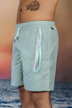 Men's Grey Cargo Swim Trunk Shorts -Swim Luxe Outfit andrew cole apparel accessories clothing swimwear men s grey cargo swim trunk shorts 2023 andrew cole men s designer gray cargo swim trunks shorts 29365072494690