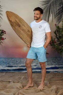 Men's Light Blue Swim Trunk Shorts -Swim Luxe Outfit andrew cole apparel accessories clothing swimwear men s light blue swim trunk shorts 2023 andrew cole men s designer light blue swim trunks shorts 29364996767842