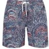 Men's Blue Paisley Pattern Print Swim Trunk Shorts