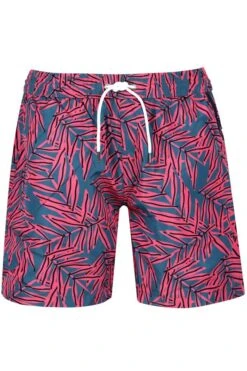 Men's Blue Palm Print Swim Trunk Shorts