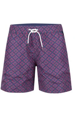 Men's Blue & Pink Dayiras Print Swim Trunk Shorts