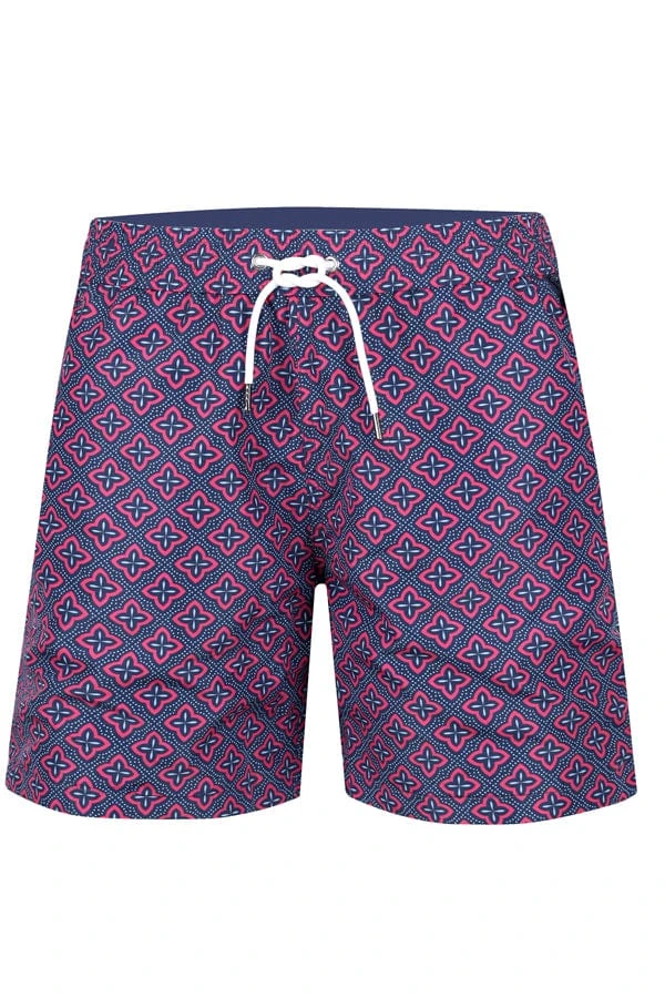 Men's Blue & Pink Dayiras Print Swim Trunk Shorts 3 Men's Blue & Pink Dayiras Print Swim Trunk Shorts
