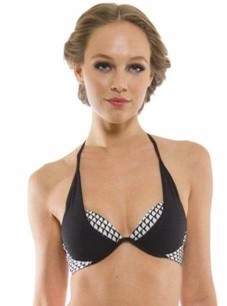 Aquarella Endless Black And Checkered Padded Halter Top And Cheeky Side Tie Atomic Brazilian Swimwear Swimsuit Set 5 Aquarella Endless Black And Checkered Padded Halter Top And Cheeky Side Tie Atomic Brazilian Swimwear Swimsuit Set - Image 3