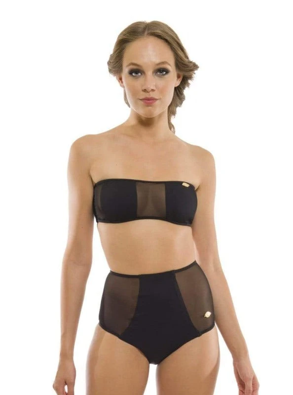 Aquarella Outlaw Bandeau Mesh Top And High Rise Bottom Bikini Swimwear Swimsuit Set 3 Aquarella Outlaw Bandeau Mesh Top And High Rise Bottom Bikini Swimwear Swimsuit Set