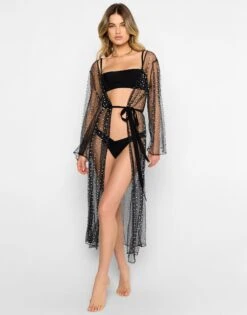 Beach Bunny Black Late Nights Pearl Mesh Cardigan -Swim Luxe Outfit beach bunny apparel accessories clothing dresses extra small black beach bunny black late night pearl mesh cardigan 2022 beach bunny black late night pearl mesh cardigan 2872229167113 1