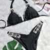 Luxury Black W/ Rhinestone Triangle Top & Cheeky Bottom Set -Swim Luxe Outfit beach bunny apparel accessories clothing swimwear luxury black w rhinestone triangle top cheeky bottom set 2023 sexy designer black rhinestone triangle cheeky bikini 29253450236002