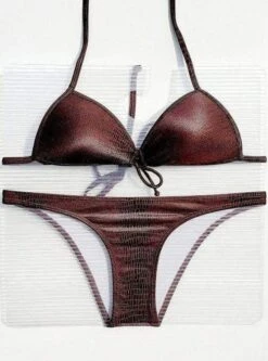 Brown Alligator Embossed Print Cheeky Bikini -Swim Luxe Outfit corpo bonito apparel accessories clothing swimwear brown alligator embossed print cheeky bikini corpo bonito brown alligator embossed cheeky bikini 28085645934690