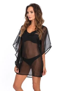 Corpo Bonito Black Flowy Cover Up Dress -Swim Luxe Outfit corpo bonito apparel accessories clothing swimwear corpo bonito black flowy cover up dress 28124493873250