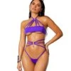 Extreme Strappy Purple Halter Top & Open Rear Bikini Swimsuit -Swim Luxe Outfit elegant moments apparel accessories clothing swimwear one size purple extreme strappy purple halter top open rear bikini swimsuit 28594179670114
