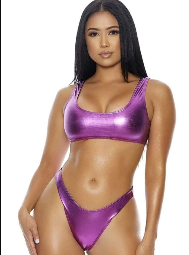 Forplay Metallic Purple Manzanillo Bikini Swimsuit 3 Forplay Metallic Purple Manzanillo Bikini Swimsuit