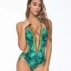Tropic Designer Luxury Monokini One Piece Swimsuit -Swim Luxe Outfit lateen swimwear apparel accessories clothing swimwear small small print tropic designer luxury monokini one piece swimsuit 2022 tropic luxury monokini one piece designer lateen swimwe