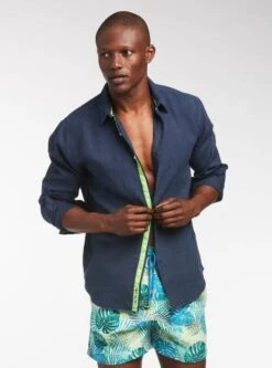 Le Club Pink Peter Linen Long Sleeve Shirt (Many Colors Available) -Swim Luxe Outfit le club apparel accessories clothing shirts tops small blue 2 le club pink peter linen long sleeve shirt many colors available 2022 le club original peter linen men s long sleeve shir