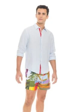 Le Club Pink Peter Linen Long Sleeve Shirt (Many Colors Available) -Swim Luxe Outfit le club apparel accessories clothing shirts tops small blue 3 le club pink peter linen long sleeve shirt many colors available 2022 le club original peter linen men s long sleeve shir