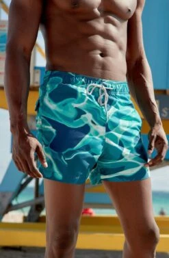 Le Club Men's Swim Trunk Reflections Aqua