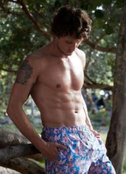 Flower Geo Mid Length Trunk (5.5 Inch Inseam) -Swim Luxe Outfit le club apparel accessories clothing swimwear flower geo mid length trunk 5 5 inch inseam 2021 le club men s swimsuit flower geo mid length trunk 5 inch inseam 28056683118690