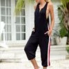 Scoop Neckline With Zipper Detail Jumpsuit -Swim Luxe Outfit mapale apparel accessories clothing one pieces jumpsuits rompers small black scoop neckline with zipper detail jumpsuit 28055092297826