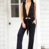 Sheer Crochet Netting Insets Jumpsuit