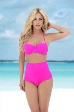 Mapale Hot Pink High Waist Bottom Bikini Swimwear Separates (Black Also Available)