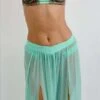 Montce Swim Mint Green Mesh Long Elastic Waist Skirt With Front Slits -Swim Luxe Outfit montce swimwear apparel accessories clothing skirts one size green montce swim mint green mesh long elastic waist skirt with front slits 28124096495714 1