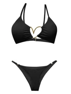 Liliana Montoya Bikini Camelia Black Shiny Top & Bottom Bikini Swimwear Set -Swim Luxe Outfit montoya apparel accessories clothing swimwear liliana montoya bikini camelia black shiny top bottom bikini swimwear set 28014511620194