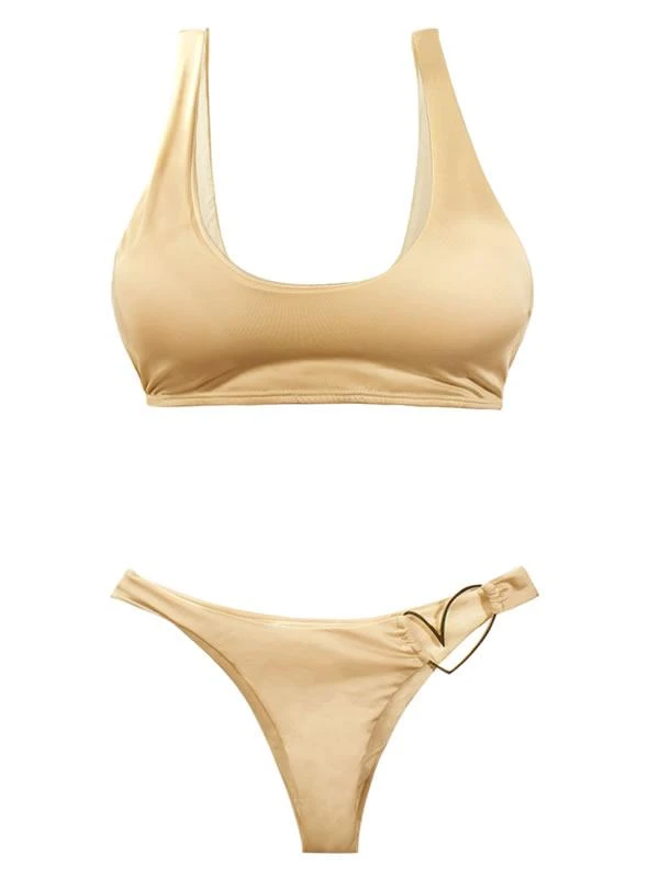 Liliana Montoya Gold Bikini Heart Shiny Bottom Bikini Swimwear Separate 6 Liliana Montoya Gold Bikini Heart Shiny Bottom Bikini Swimwear Separate - Image 4