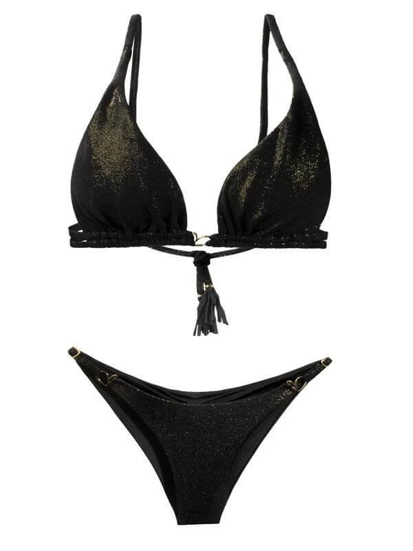 Liliana Montoya Goldy Black Bikini Marinera Top Double Straps & Bottom Bikini Swimwear Set 5 Liliana Montoya Goldy Black Bikini Marinera Top Double Straps & Bottom Bikini Swimwear Set - Image 3