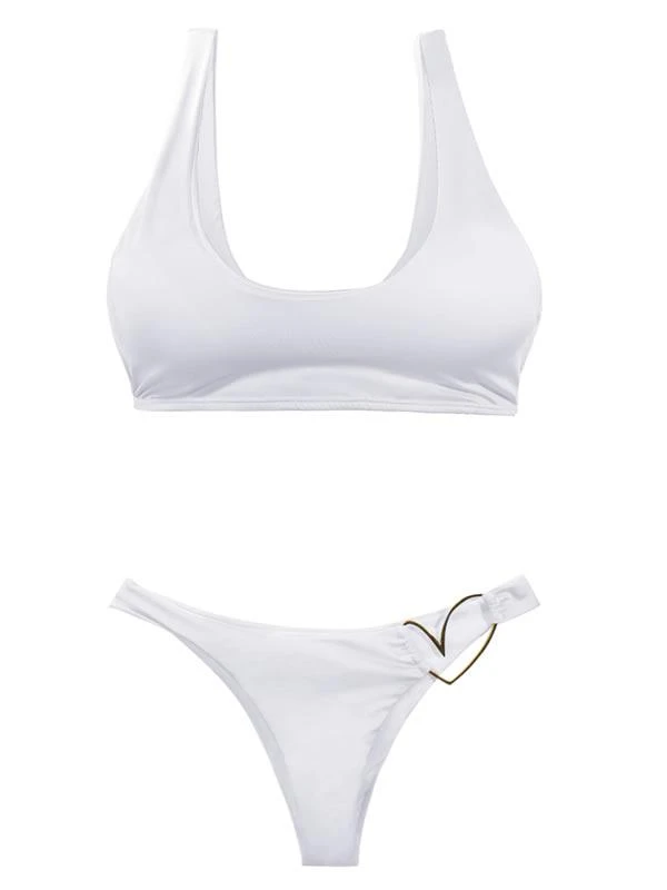 Liliana Montoya White Bikini Heart Shiny Bottom Bikini Swimwear Separate 6 Liliana Montoya White Bikini Heart Shiny Bottom Bikini Swimwear Separate - Image 4