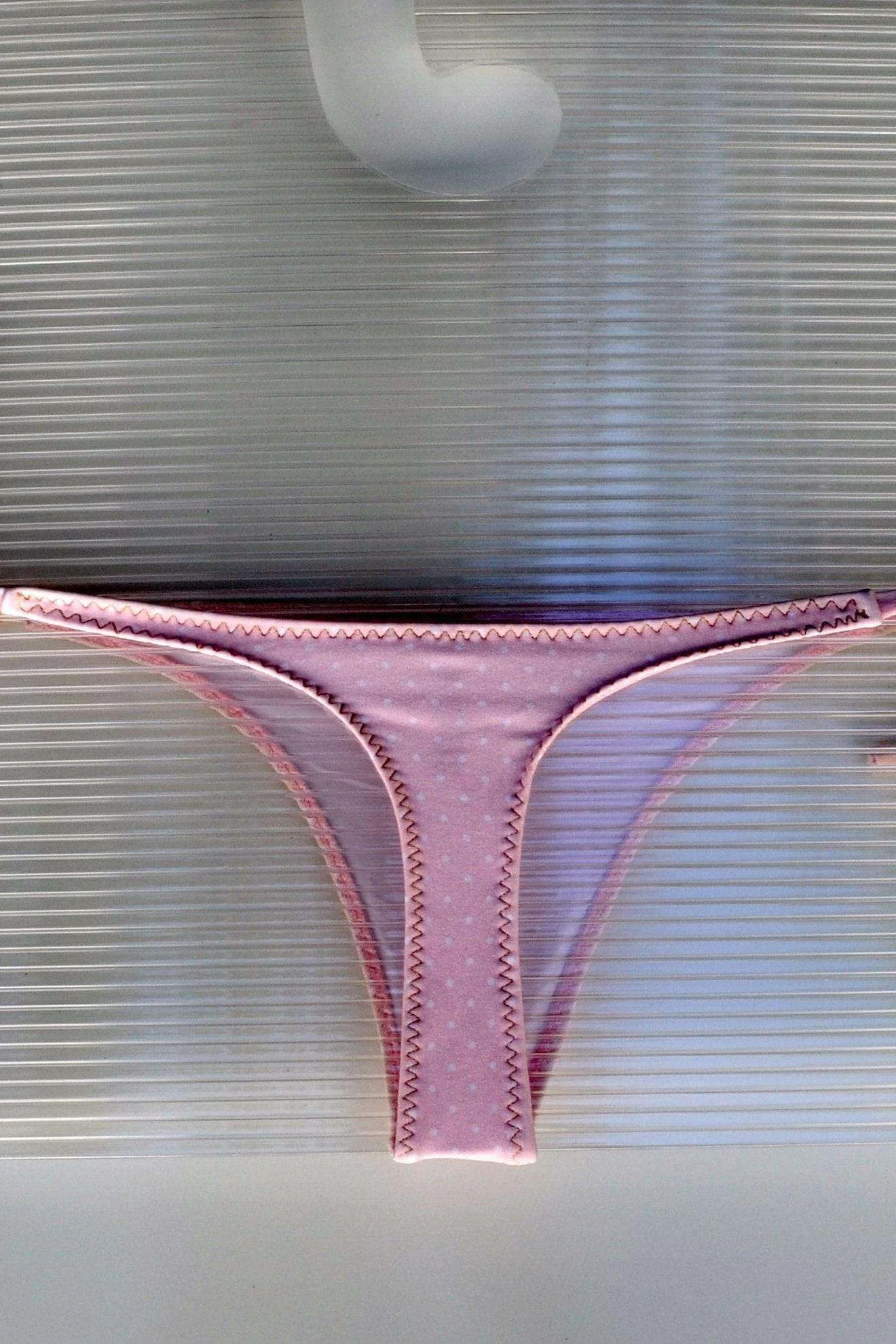 Liliana Montoya Swim Bikini Brasilerita Pink W/ White Polka Dot Print Triangle Top & Micro Thong Bottom 4 Liliana Montoya Swim Bikini Brasilerita Pink W/ White Polka Dot Print Triangle Top & Micro Thong Bottom - Image 2