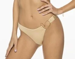 Liliana Montoya Gold Bikini Heart Shiny Bottom Bikini Swimwear Separate