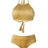 Liliana Montoya GAiA Bikini Gold Halter Top & High Waist Bottom Set 1 Liliana Montoya GAiA Bikini Gold Halter Top & High Waist Bottom Set -Swim Luxe Outfit montoya apparel accessories clothing swimwear small small gold liliana montoya gaia bikini gold halter top high waist bottom set 28106064953442