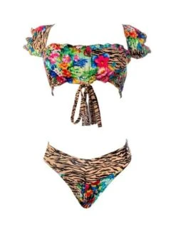 Liliana Montoya GAiA Rainforest Tiger Puffed Short Sleeve Bandeau & Cheeky Bottom Set