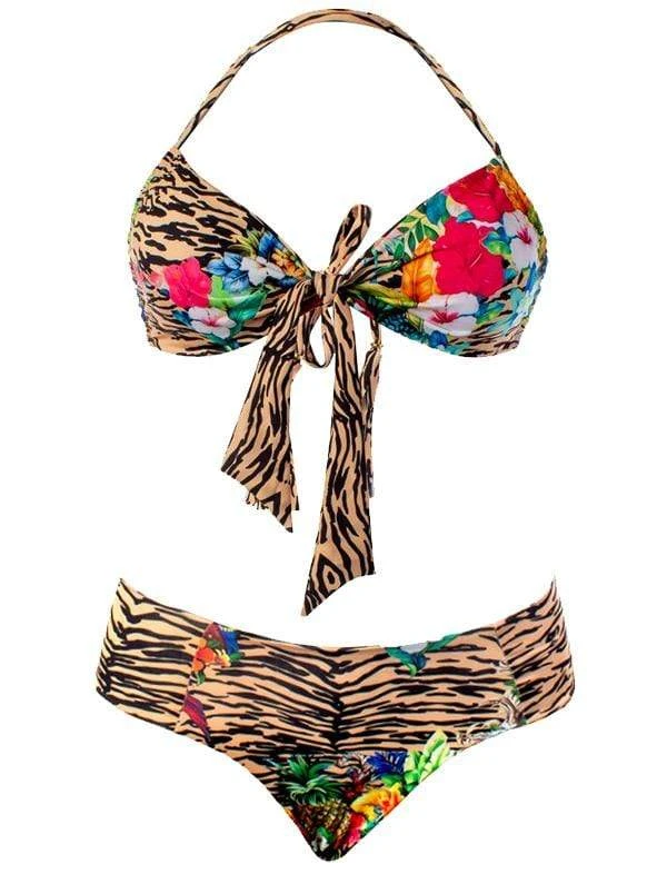 Liliana Montoya GAiA Rainforest Tiger Front Tie Bandeau Top & Cheeky Bottom Set 3 Liliana Montoya GAiA Rainforest Tiger Front Tie Bandeau Top & Cheeky Bottom Set