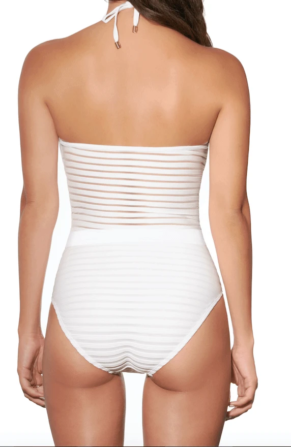 Notorious Swimwear Heavenly White & Sheer Stripe Moderate Cut One Piece Swimwear Swimsuit 4 Notorious Swimwear Heavenly White & Sheer Stripe Moderate Cut One Piece Swimwear Swimsuit - Image 2