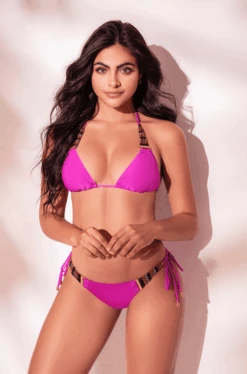 Notorious Swimwear Hot Candy Pink Triangle Top & Cheeky Bottom Set