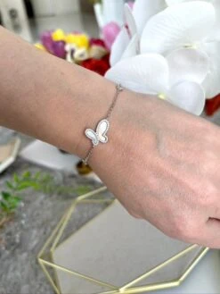 Silver Butterfly Bracelet -Swim Luxe Outfit olganikoza bracelets silver butterfly bracelet 28783951380578 1