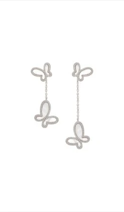 Silver Long Butterfly Earrings