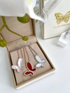 Red Agate Butterfly Necklace -Swim Luxe Outfit olganikoza necklace red agate butterfly necklace 28783938011234