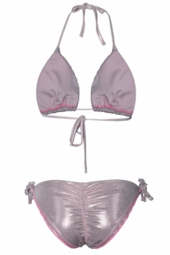 Sexy Pink Metallic Beaded Triangle Top & Cheeky Tie Side Bikini -Swim Luxe Outfit shyleeq apparel accessories clothing swimwear sexy pink metallic beaded triangle top cheeky tie side bikini 2022 sexy shyleeq swimwear blue metallic beaded bikini 28545260879970