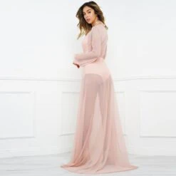 Black Sheer Long Beach Swimwear Cover Up (Many Colors Available) -Swim Luxe Outfit sohot swimwear apparel accessories clothing dresses black sheer long beach cover up black sheer long beach cover up resort wear 1796559994911