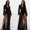 Black Sheer Long Beach Swimwear Cover Up (Many Colors Available) -Swim Luxe Outfit sohot swimwear apparel accessories clothing dresses black sheer long beach cover up black sheer long beach cover up resort wear 28012452675682