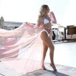 Black Sheer Long Beach Swimwear Cover Up (Many Colors Available) -Swim Luxe Outfit sohot swimwear apparel accessories clothing dresses black sheer long beach cover up black sheer long beach cover up resort wear 28023489429602