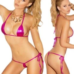 Green Extreme Metallic Micro Triangle Top & Side Tie G-String Thong Bikini Set (9 Colors Available) 16 Green Extreme Metallic Micro Triangle Top & Side Tie G-String Thong Bikini Set (9 Colors Available) -Swim Luxe Outfit sohot swimwear apparel accessories clothing swimwear one size pink green extreme metallic micro triangle top side tie g string thong bikini set 9 colors available 2023 sexy green extr