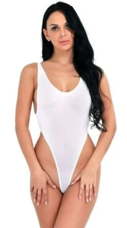 White Sheer Extreme High Thigh Cut Thong One Piece Swimsuit Swimwear (Black Also Available)