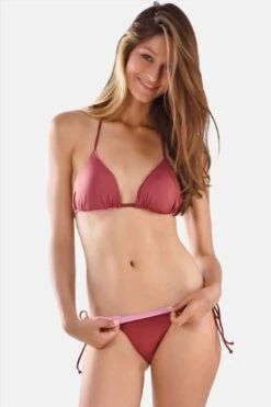 Thaikila Boreneo Reversible Triangle Top And Side Tie Brazilian Bottom Bikini Swimwear Set