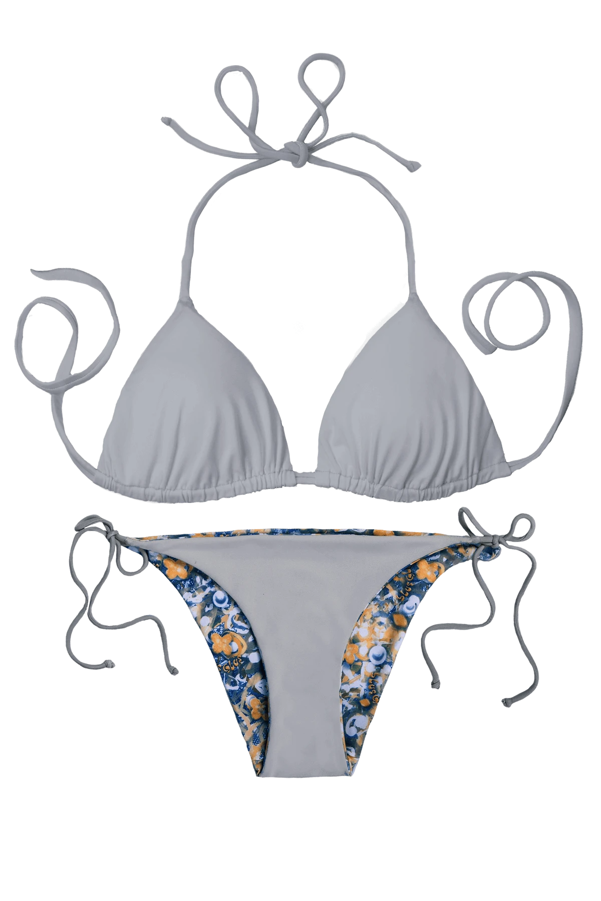 Thaikila Brocade Reversible Triangle Top And Side Tie Brazilian Bottom Bikini Swimwear Swimsuit Set 5 Thaikila Brocade Reversible Triangle Top And Side Tie Brazilian Bottom Bikini Swimwear Swimsuit Set - Image 3